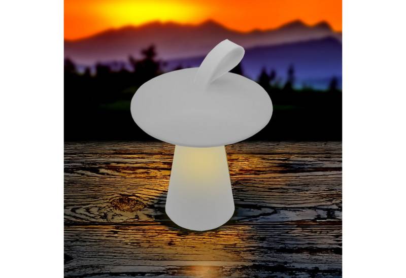 Spetebo LED Gartenleuchte in Pilz-Form mit 16 LED, mit 3 Leuchtfunktionen, LED fest integriert, warm weiß, Akku betrieben von Spetebo