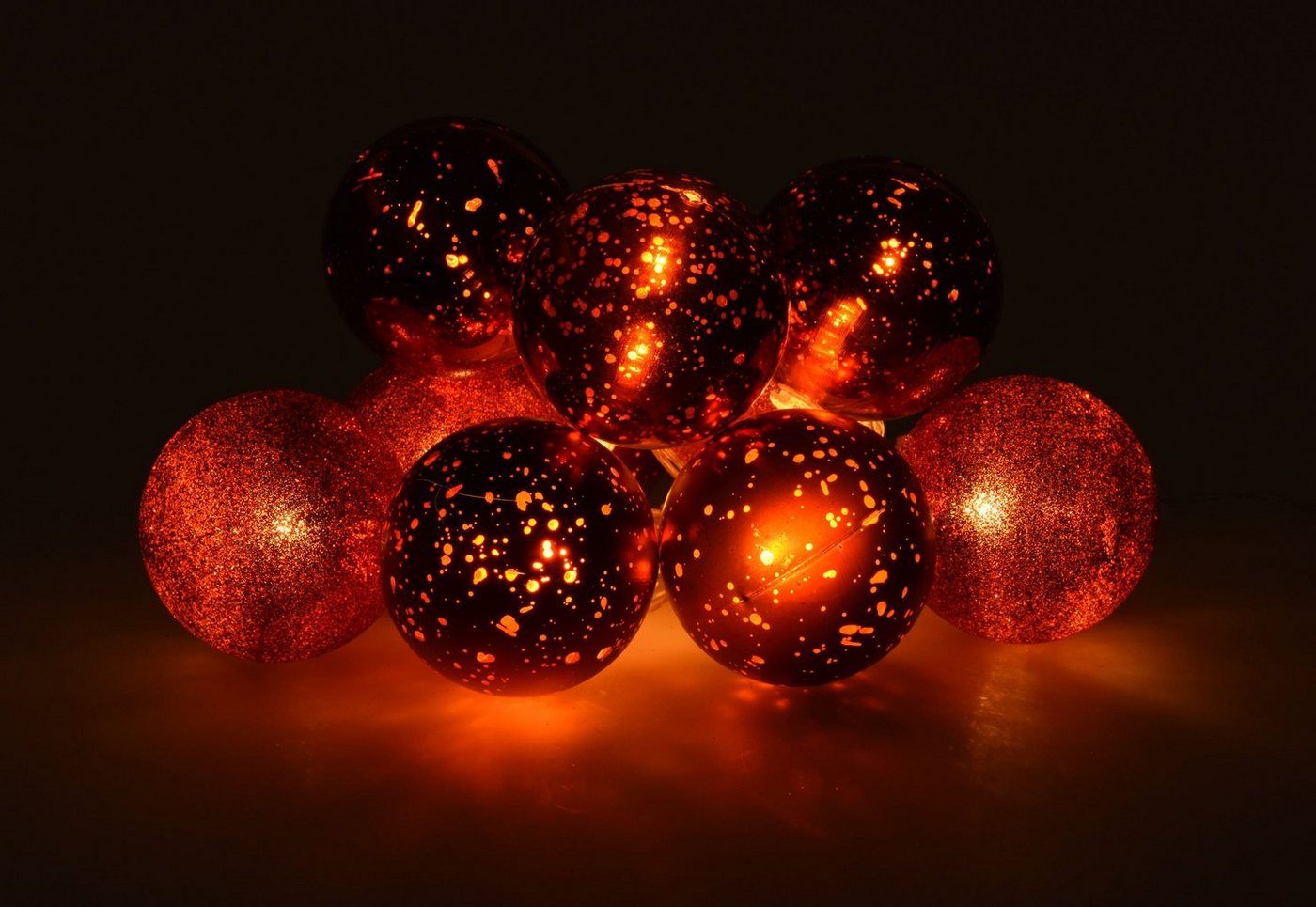 Spetebo LED-Girlande LED Christbaum Kugel Lichterkette 230 cm rot, 10-flammig, Weihnachtsbaum Kugeln beleuchtet von Spetebo