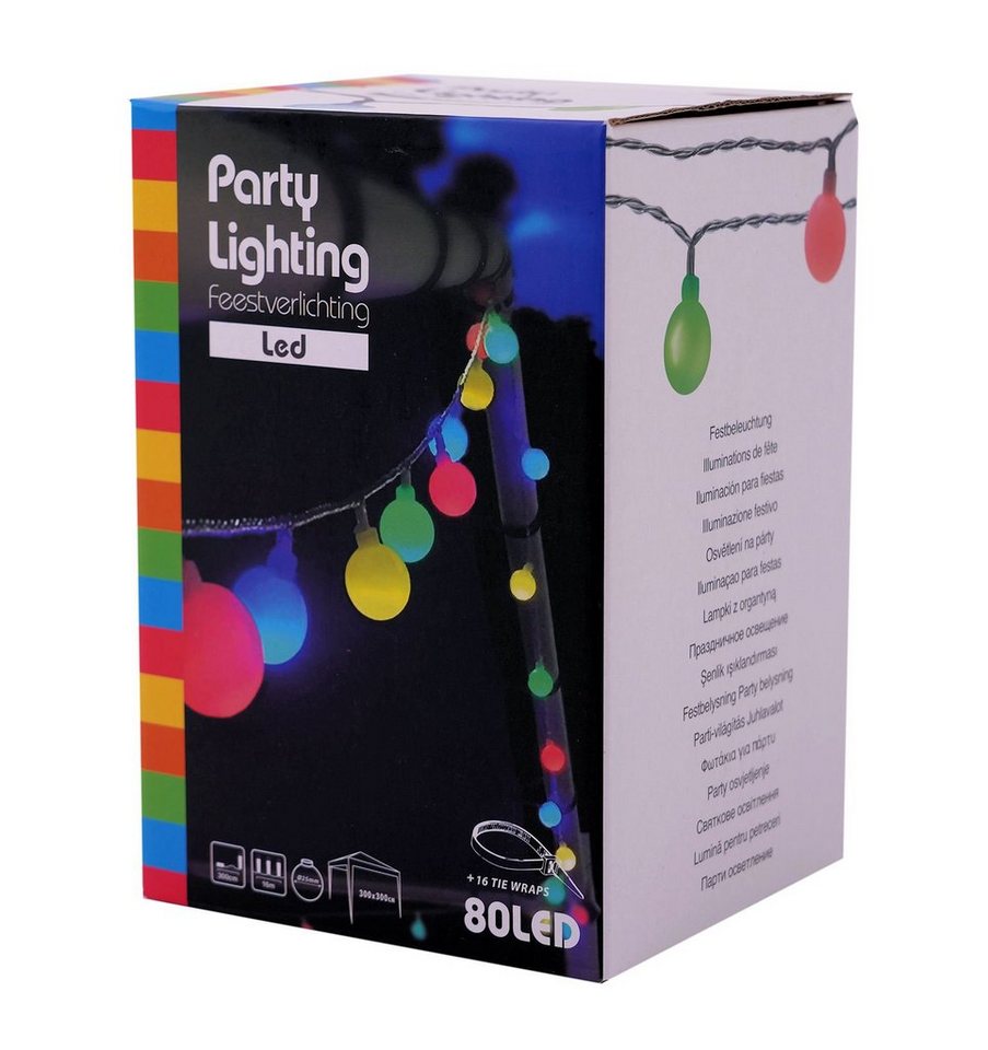 Spetebo LED-Girlande LED Party Lichterkette mit 80 Kugeln - 16 m / bunt, 80-flammig, Festbeleuchtung mit Netzteil von Spetebo