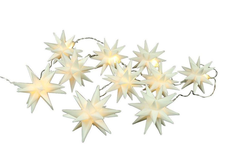 Spetebo LED-Girlande LED Weihnachts-Lichterkette warm weiß - 3D Sterne, 10-flammig, mit Timer von Spetebo