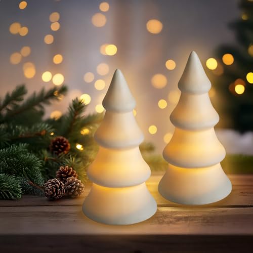 Spetebo LED Keramik Weihnachtsbaum warm weiß 13 cm - 2er Set - Dekofigur Tannenbaum mit Beleuchtung - Weihnachts Tischdeko Aufsteller Winterwald Weihnachtsdeko Stimmungslicht Spetebo LED Keramik Weihnachtsbaum warm weiß 13 cm - 2er Set - Dekofigur Tannenbaum mit Beleuchtung - Weihnachts Tischdeko Aufsteller Winterwald Weihnachtsdeko Stimmungslicht von Spetebo