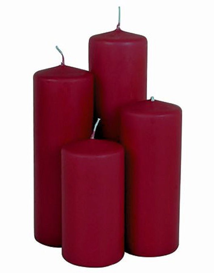 Spetebo LED-Kerze Echtwachs Stumpenkerzen 4er Set - bordeaux rot (Set, 4-tlg., Stumpenkerzen), Advents Kerzen in 4 verschiedenen Höhen von Spetebo