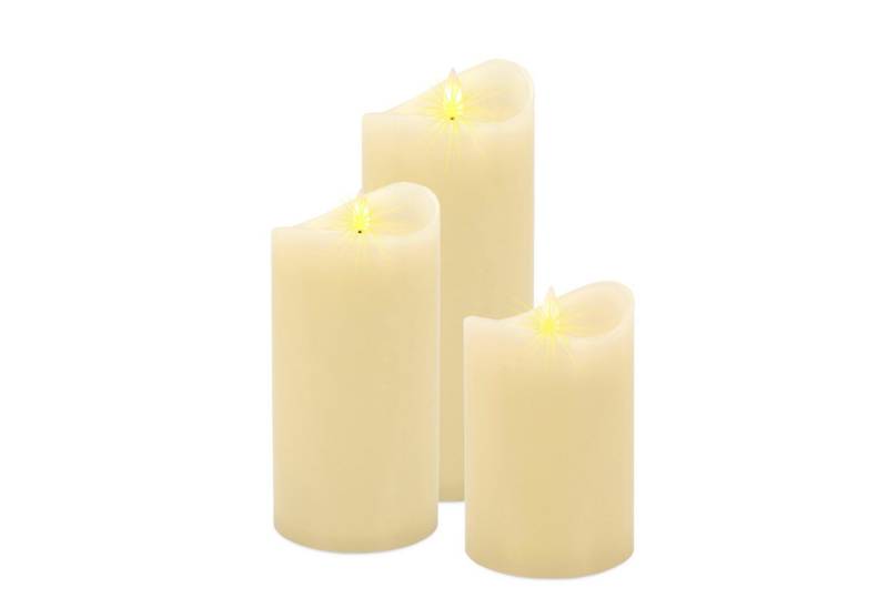 Spetebo LED-Kerze Echtwachs warm weiß (3er Set, 1-tlg., 10 / 12 / 15 cm), mit Timer funktion von Spetebo