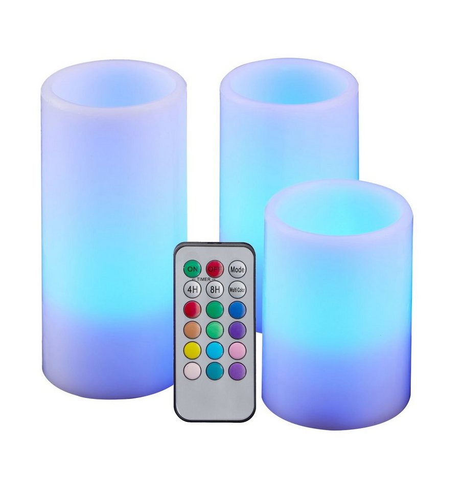 Spetebo LED-Kerze LED Echtwachskerzen Set mit Fernbedienung - 3er Se (Set, 4-tlg., 3x Kerzen 1x Fernbedienung), Echtwachs-Kerze mit LED, unterschiedliche Farbauswahl möglich von Spetebo