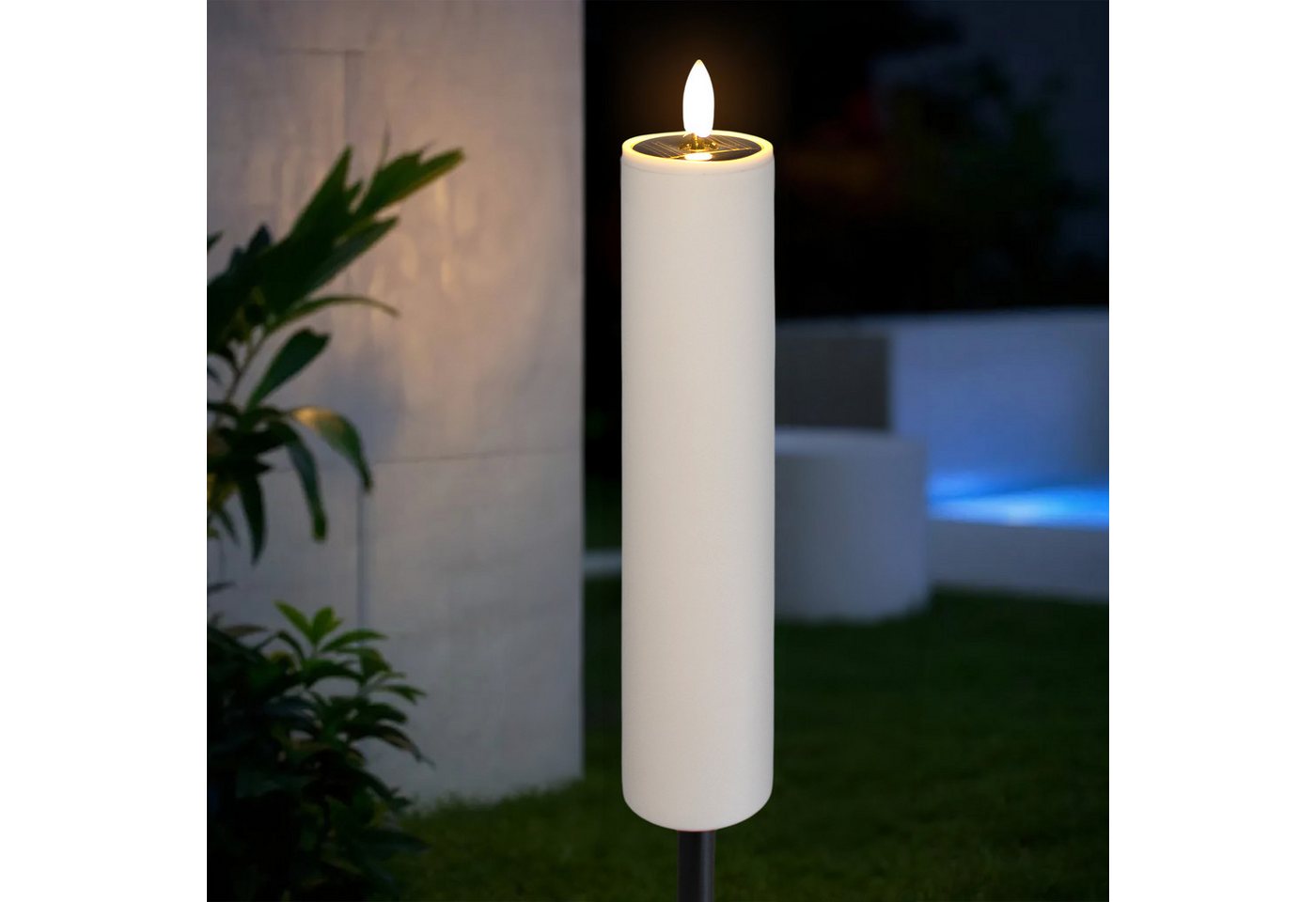 Spetebo LED-Kerze Solar Gartenfackel LED Kerze mit Flammen Effekt 99 cm (Anzahl, 1-tlg., Stück), automatisches Einschalten von Spetebo