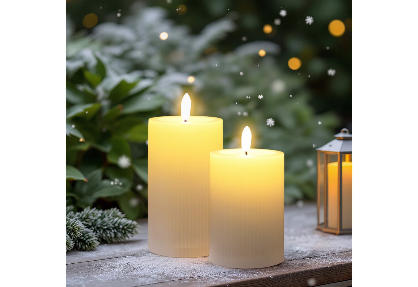 Spetebo LED-Kerze Stumpenkerze weiß geriffelt (Set, 1-tlg., 1), realistischem Flammen Effekt von Spetebo