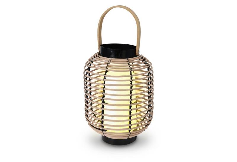 Spetebo LED Laterne LED Rattan Laterne für Außen und Innen mit Timer - 24 x 18 cm, Timer, LED fest integriert, warmweiß, Deko Leuchte warm weiß zum Stellen oder Hängen von Spetebo