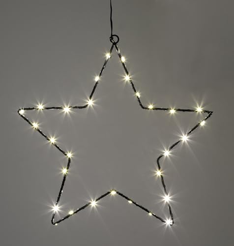 LED Leuchtstern zum Hängen aus Metall in schwarz mit Timer - 30 cm - Stern Silhouette warm weiß beleuchtet für Innen LED Leuchtstern zum Hängen aus Metall in schwarz mit Timer - 30 cm - Stern Silhouette warm weiß beleuchtet für Innen von Spetebo