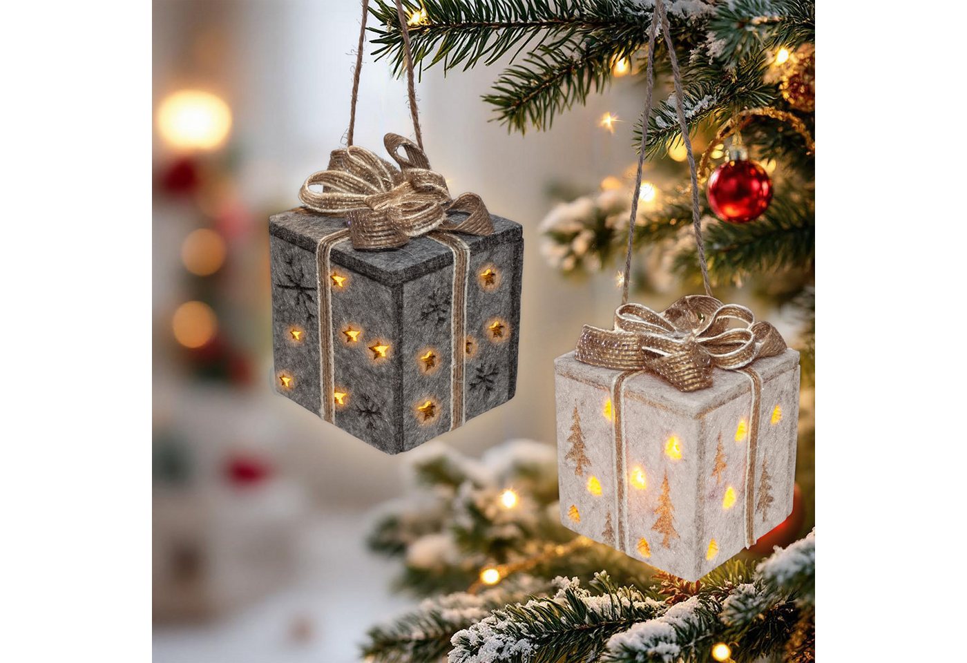 Spetebo LED Lichtbox Filz Geschenkbox warm weiß inklusive Batterie - 2er Set, LED fest integriert, warm weiß, inklusive 3x LR44 Knopfzellen Spetebo LED Lichtbox Filz Geschenkbox warm weiß inklusive Batterie - 2er Set, LED fest integriert, warm weiß, inklusive 3x LR44 Knopfzellen von Spetebo