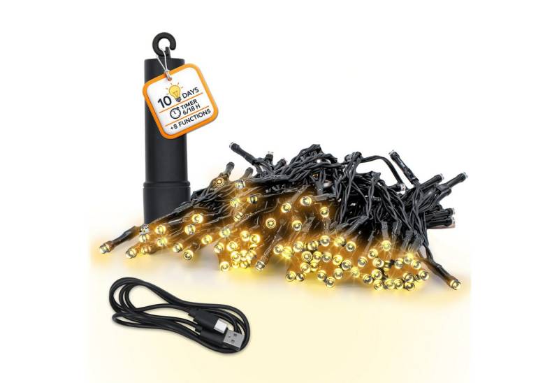 Spetebo LED-Lichterkette Akku Lichterkette per USB aufladbar bis 10 Tage Leuchtdauer, 200-flammig, per USB Anschluss wiederaufladbar Spetebo LED-Lichterkette Akku Lichterkette per USB aufladbar bis 10 Tage Leuchtdauer, 200-flammig, per USB Anschluss wiederaufladbar von Spetebo