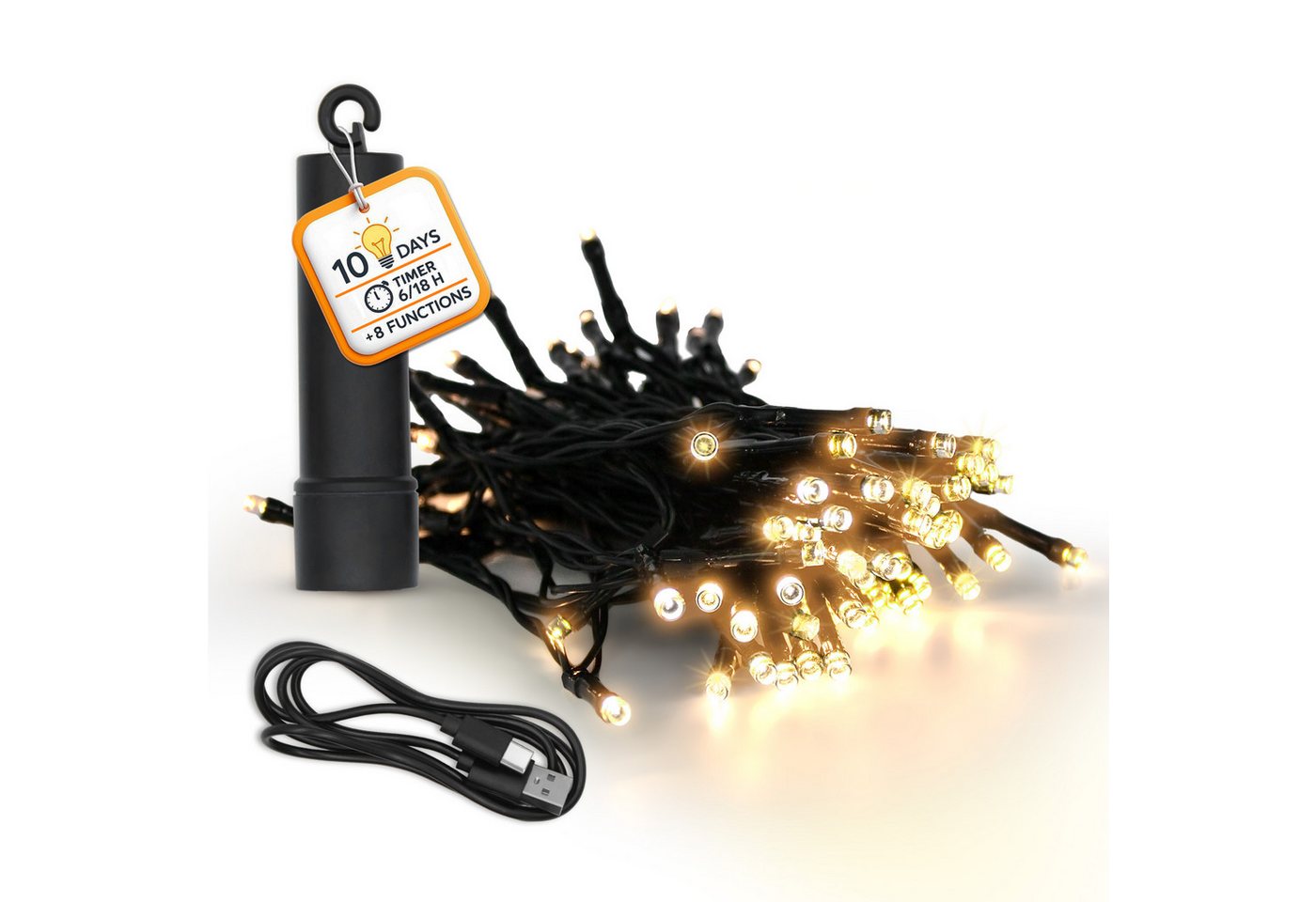 Spetebo LED-Lichterkette Akku Lichterkette per USB aufladbar bis 10 Tage Leuchtdauer, 50-flammig, per USB Anschluss wiederaufladbar Spetebo LED-Lichterkette Akku Lichterkette per USB aufladbar bis 10 Tage Leuchtdauer, 50-flammig, per USB Anschluss wiederaufladbar von Spetebo