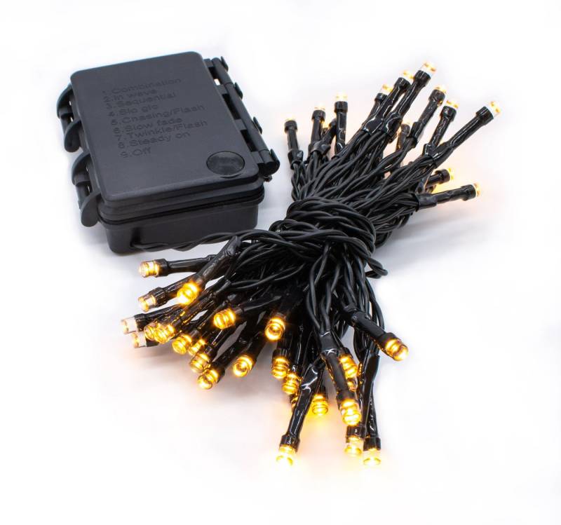 Spetebo LED-Lichterkette Außen Lichterkette warm weiß mit Timer 48 LED, Garten Deko Beleuchtung mit 8 Funktionen - Batterie betrieben von Spetebo