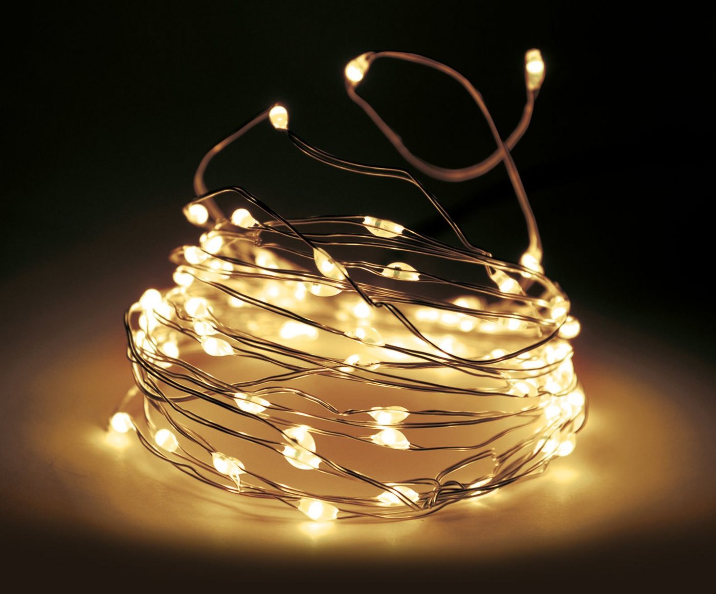 Spetebo LED-Lichterkette Draht Lichterkette 80 LED / 395 cm - warm weiß, Deko Beleuchtung Indoor / Outdoor - Weihnachten Advent Winter von Spetebo