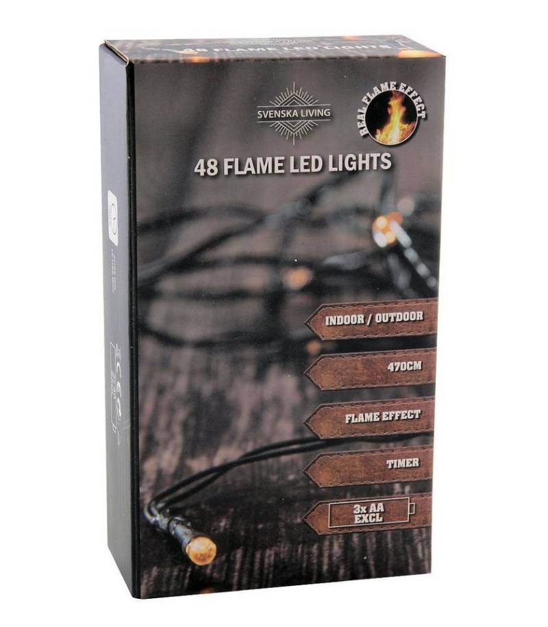 Spetebo LED-Lichterkette Flame Lights Lichterkette mit Timer - 24 LED / 230, 48-flammig, Flammen Effekt Garten Deko Beleuchtung für Außen - Batterie betrieben von Spetebo