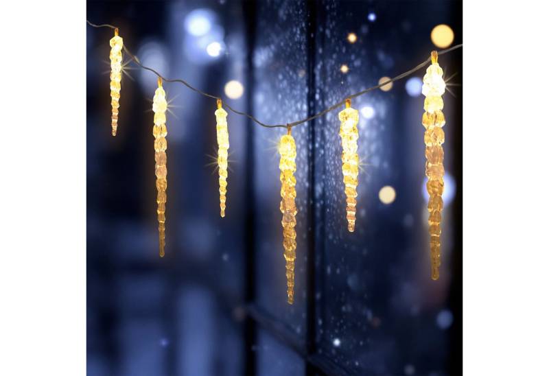 Spetebo LED-Lichterkette LED Eiszapfen Lichterkette für Außen warm weiß - 285 cm, 20-flammig, mit Timer und 8 Leuchtfunktionen von Spetebo