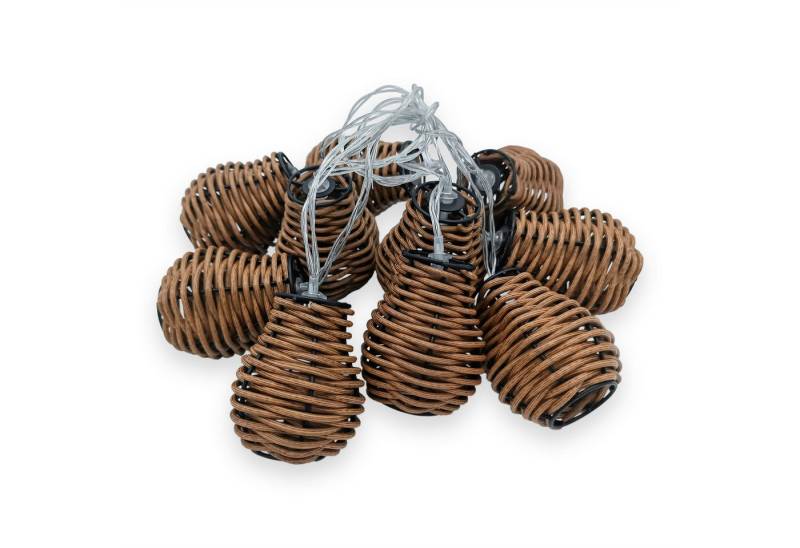 Spetebo LED-Lichterkette LED Rattan Lichterkette warm weiß - 10 LED / 180 cm, 10-flammig, Batterie betriebene Deko Lichterkette warm weiß für Innen von Spetebo