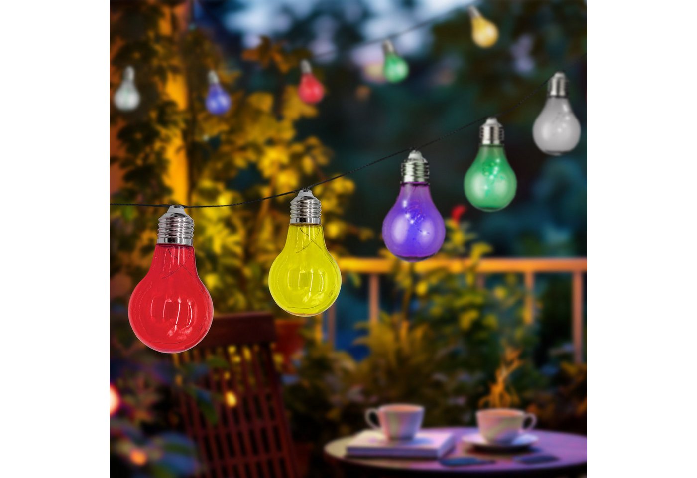 Spetebo LED-Lichterkette Solar Lichterkette mit 10 bunten LED Glühbirnen - 180 cm, Garten Dekobeleuchtung mit farbigen Lampen Spetebo LED-Lichterkette Solar Lichterkette mit 10 bunten LED Glühbirnen - 180 cm, Garten Dekobeleuchtung mit farbigen Lampen von Spetebo