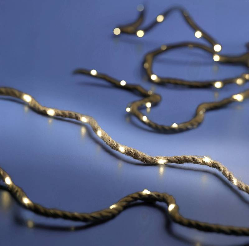 Spetebo LED-Lichterkette Tau mit Draht Lichterkette warm weiß mit Timer 400 cm, 60-flammig, Batterie betrieben von Spetebo