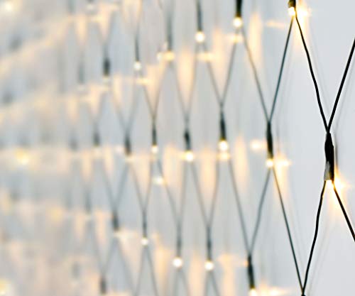 Spetebo LED Lichternetz 300 x 300 cm mit 240 LEDs - warmweiß - für Innen und Außen geeignet - Kabelfarbe: grün von Spetebo
