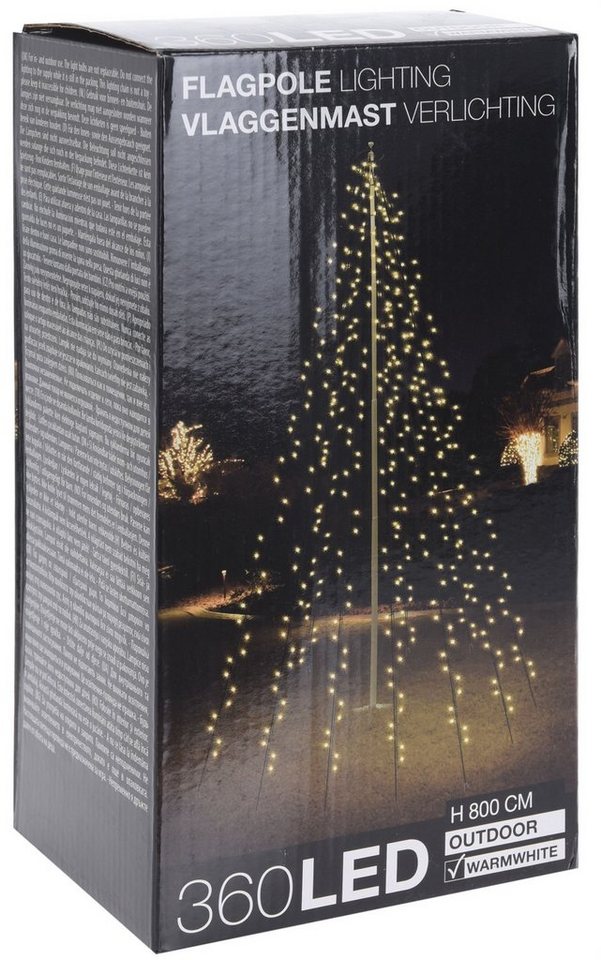 Spetebo LED-Lichternetz LED Fahnenmast Lichterkette 360 LED, 360-flammig, Weihnachtsbaum und Fahnenmast Beleuchtung von Spetebo