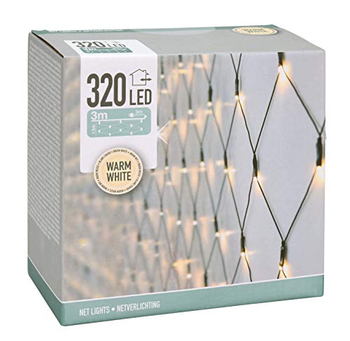 Spetebo LED Lichternetz mit 320 LED - warm weiß - Lichtervorhang für Innen und Außen 3 x 1,5 m - kabelgebunden mit Netzstecker von Spetebo