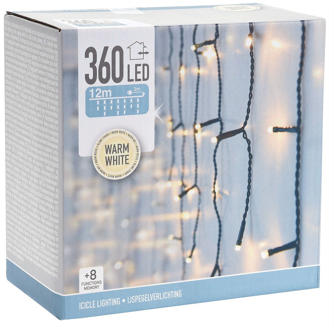 Spetebo LED-Lichtervorhang LED Eiszapfen Lichterkette warm weiß - 15 m, 360-flammig, Garten Deko Beleuchtung Weihnachten von Spetebo