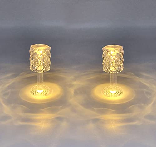 Spetebo LED Mini Tischleuchte warm weiß in Kristall Optik - gerade / 12 cm - Kleine moderne Deko Tisch Lampe Batterie betrieben - Dekoleuchte Stimmungslicht Diamant Look kabellos von Spetebo