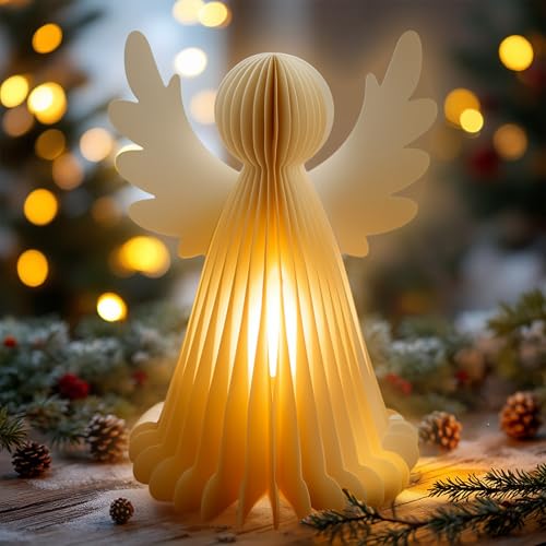 Spetebo LED Papier Engel warm weiß beleuchtet mit Timer - 28 cm - Dekofigur Weihnachtsengel faltbar mit Beleuchtung Batterie betrieben - Weihnachts Deko Tanne Tisch Aufsteller Stimmungslicht Spetebo LED Papier Engel warm weiß beleuchtet mit Timer - 28 cm - Dekofigur Weihnachtsengel faltbar mit Beleuchtung Batterie betrieben - Weihnachts Deko Tanne Tisch Aufsteller Stimmungslicht von Spetebo