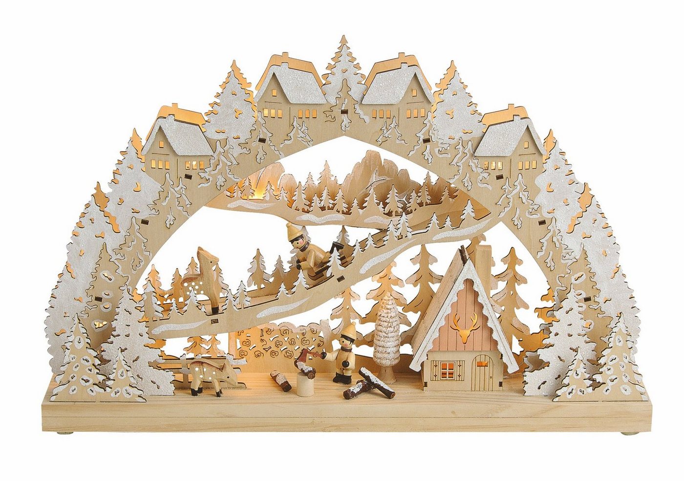 Spetebo LED Schwibbogen LED Holz Schwibbogen 45 cm - Motiv: Kinder im Wald (1-tlg), Lichterbogen mit Wintermotiv von Spetebo