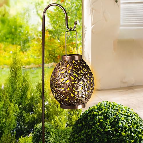 Spetebo LED Solar Ampel aus Metall in bronze - 98 x 18 cm - Deko Gartenleuchte in kalt weiß - Garten Dekobeleuchtung Wegeleuchte Beetstecker für Außen von Spetebo