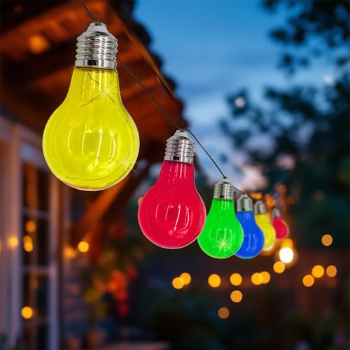 Spetebo LED Solar Lichterkette mit 10 bunten LED Glühbirnen - 450 cm - Garten Dekobeleuchtung mit farbigen Lampen - Outdoor Deko Party Beleuchtung Glühbirnenlichterkette Lichterspiel Stimmungslicht Spetebo LED Solar Lichterkette mit 10 bunten LED Glühbirnen - 450 cm - Garten Dekobeleuchtung mit farbigen Lampen - Outdoor Deko Party Beleuchtung Glühbirnenlichterkette Lichterspiel Stimmungslicht von Spetebo