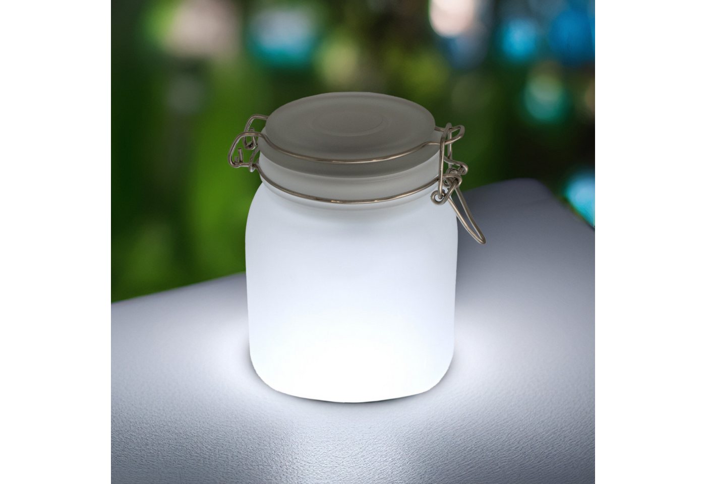Spetebo LED Solarleuchte LED Solar Leuchte Einmachglas 15 cm - weiß / bunt, 3, LED, Farbwechsel, weiß und multicolor - Solarlampe aus Milchglas mit Einschaltautomatik von Spetebo