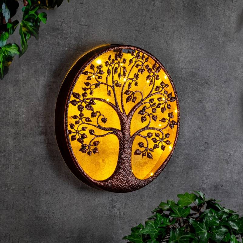 Spetebo LED Solarleuchte LED Solar Wanddeko BAUM antik bronze - 40 cm, Einschaltautomatik, LED fest integriert, warmweiß, Metall Wand Bild warm weiß beleuchtet Spetebo LED Solarleuchte LED Solar Wanddeko BAUM antik bronze - 40 cm, Einschaltautomatik, LED fest integriert, warmweiß, Metall Wand Bild warm weiß beleuchtet von Spetebo