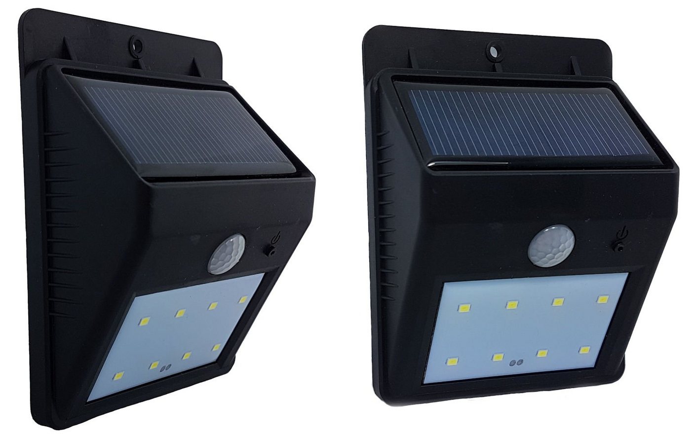 Spetebo LED Solarleuchte LED Solar Wandleuchte - 8 LED - Garten Leuche, 2, LED, kaltweiß, inklusive Bewgungsmelder von Spetebo