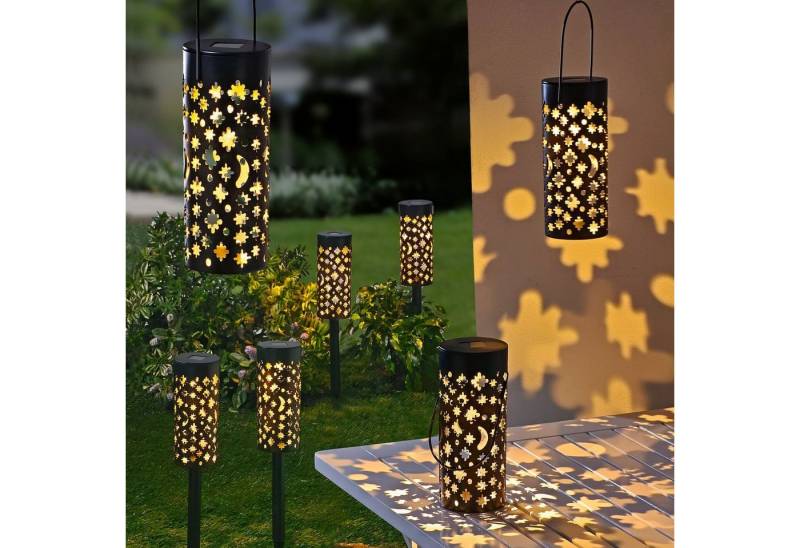 Spetebo LED Solarleuchte Solar Leuchten 3-in-1 schwarz 2er Set 18 x 7,5 cm, Ein-/Ausschalter, LED fest integriert, warm weiß, Garten Deko, SOLAR-Artikel, Sommer, Frühling, Beleuchtung von Spetebo