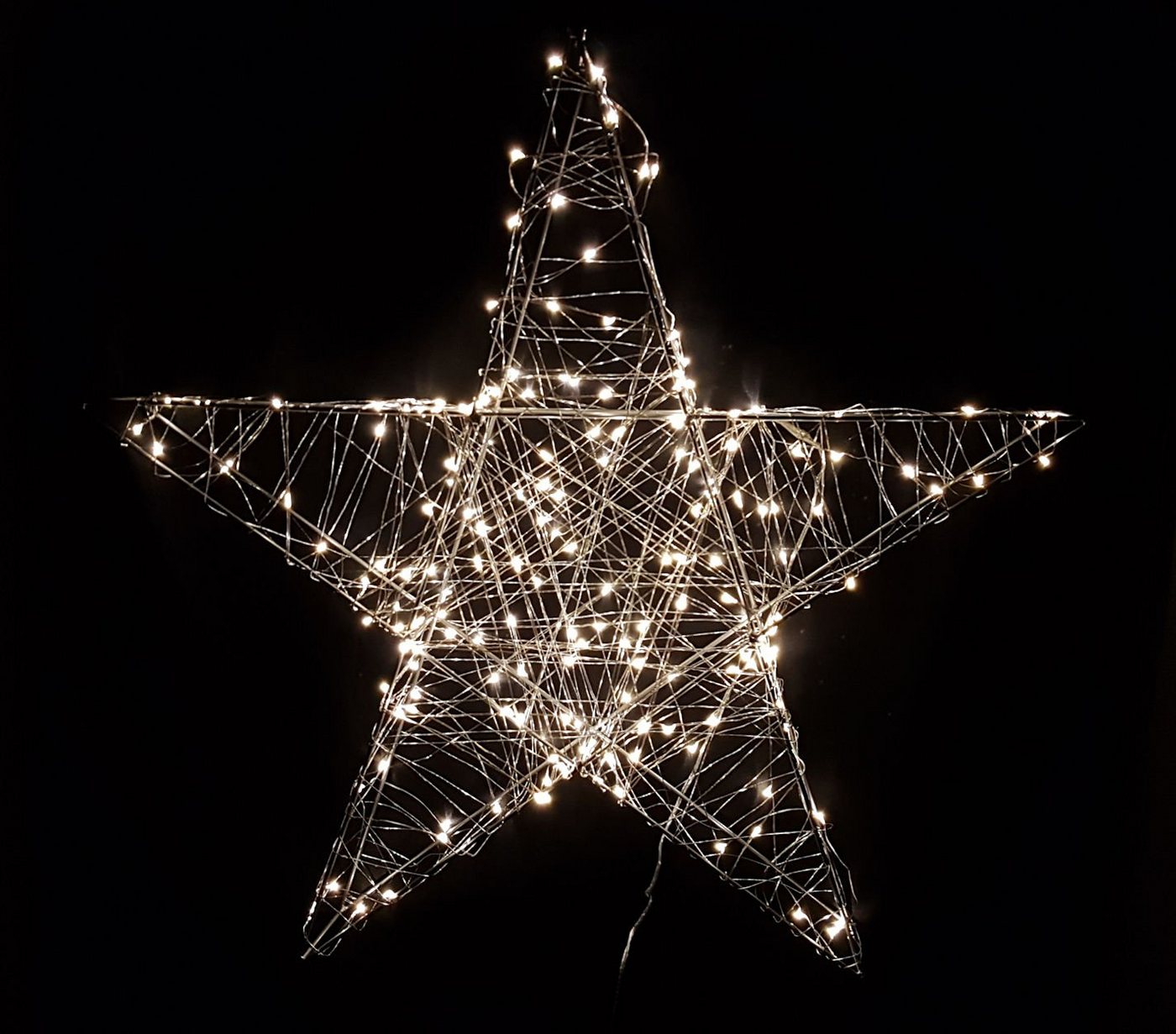 Spetebo LED Stern LED Metall Stern silber mit Timer 38 cm - 80 LED, Timer, warm weiß, Weihnachts Fenster Deko für Außen von Spetebo