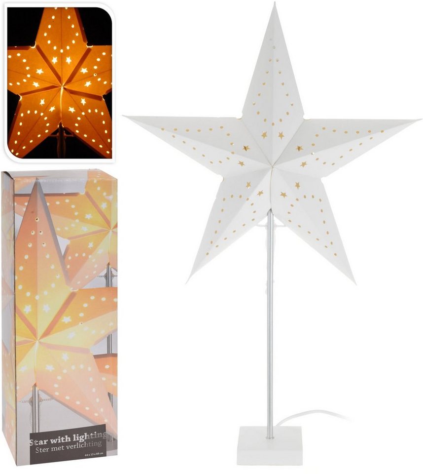 Spetebo LED Stern Sternenlampe 44x13x68 cm - Star with lighting -, An / Aus, ohne Leuchtmittel, warmweiß, Stern Tischlampe mit Papier Lampenschirm - Weihnachten Advent Winter von Spetebo