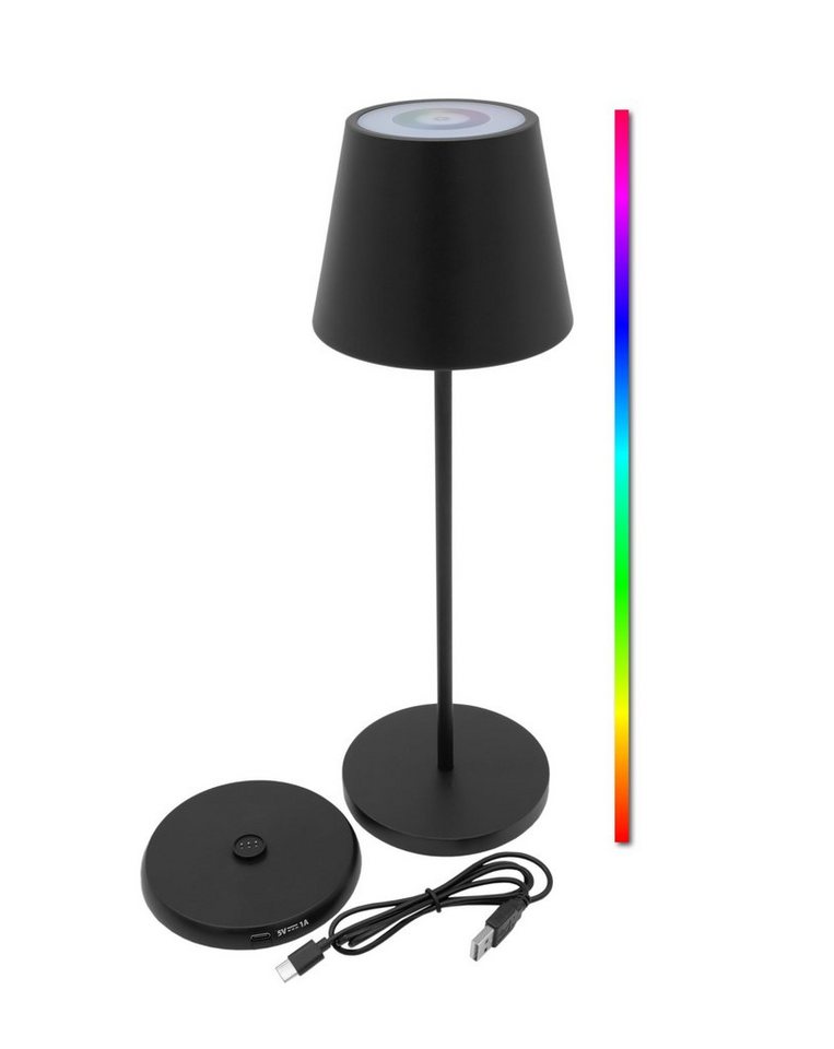 Spetebo LED Tischleuchte LED Akku Touchleuchte Multi Color mit Ladestation - 35 x 11 cm, LED, multicolor, Rainbow Tischlampe mit Timer für Außen und Innen von Spetebo