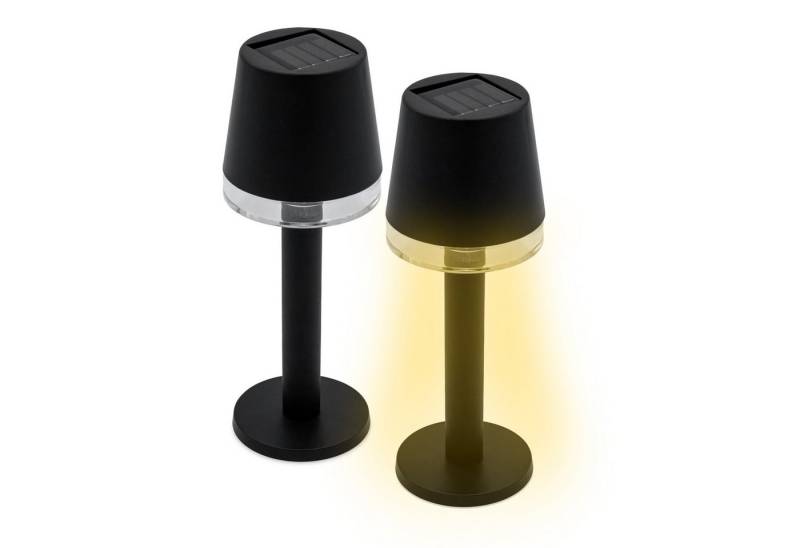 Spetebo LED Tischleuchte Solarlampe schwarz 22 x 8,5 cm - 2er Set, warm weiß von Spetebo