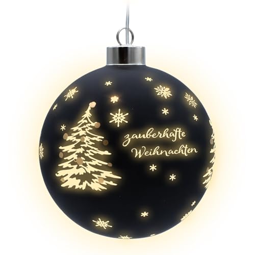 Spetebo LED Weihnachts Glaskugel zum Hängen schwarz matt mit Timer - 12 cm - Deko Kugel warm weiß beleuchtet Batterie betrieben - Advent Winter Stimmungslicht Christbaumkugel edel elegant Spetebo LED Weihnachts Glaskugel zum Hängen schwarz matt mit Timer - 12 cm - Deko Kugel warm weiß beleuchtet Batterie betrieben - Advent Winter Stimmungslicht Christbaumkugel edel elegant von Spetebo