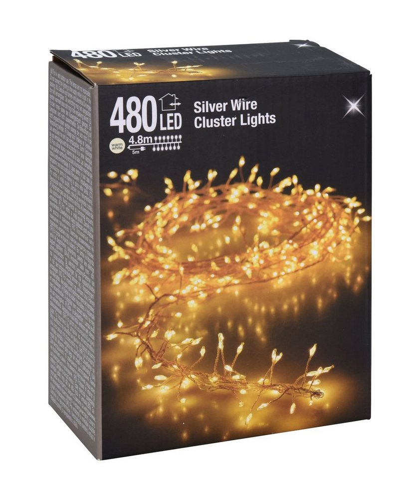 Spetebo Lichterkette Silver Wire CLUSTER Lights - 480 LED, 480-flammig von Spetebo