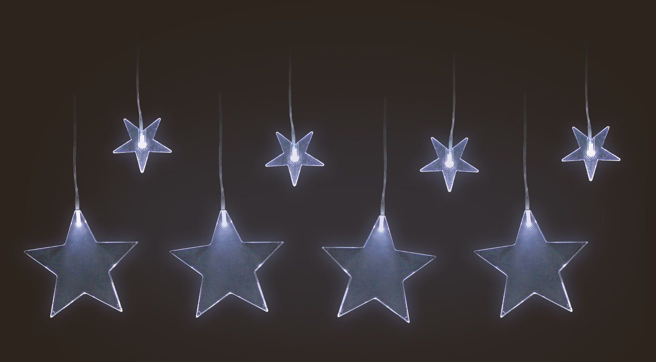 Spetebo Lichtervorhang LED Stern Vorhang kalt weiß mit Timer - 100x60 cm, Weihnachts Lichterkette mit 8 Sternen - Fensterdeko Deko Beleuchtung von Spetebo