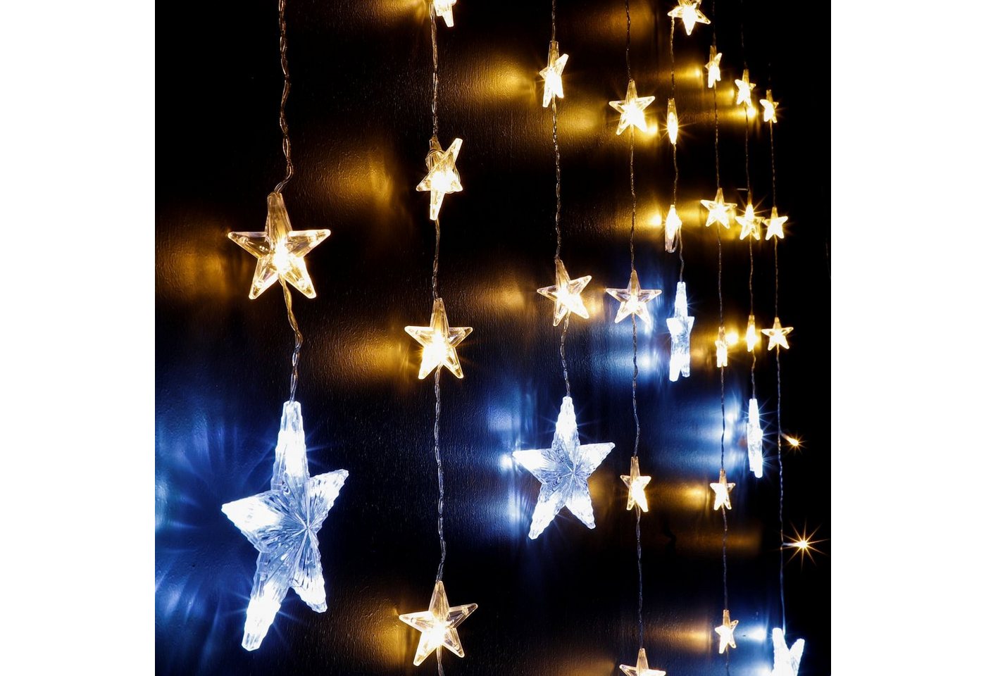 Spetebo Lichtervorhang LED Sternen Lichtervorhang - 250 cm - 138 LED, 138-flammig, mit 138 warm und kalt weißen LED von Spetebo