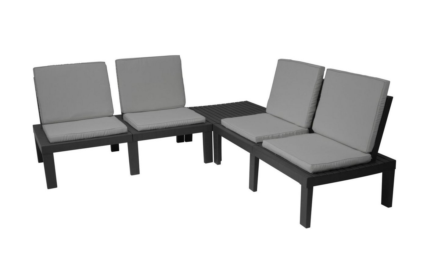 Spetebo Loungeset Kunststoff Lounge Sitzgarnitur 2 Bänke und 1 Tisch, (11-tlg), Modulare Sitzgruppe - individuell aufstellbar von Spetebo