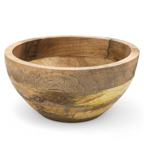 Spetebo Mango Deko Schale natur - 20 cm - Holz Obst Teller rund - Dekotablett Serviertablett Kerzentablett Dekoschale Servierschale Kerzenschale von Spetebo