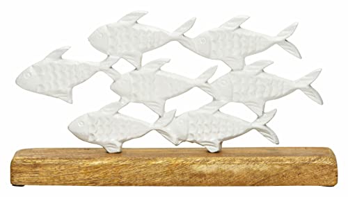 Spetebo Maritimer Deko Aufsteller Fischschwarm - 30 x 16 cm - Fische aus Metall mit Mangoholz Fuß - Tischdeko Ständer Fische auf Holz Standfuß Spetebo Maritimer Deko Aufsteller Fischschwarm - 30 x 16 cm - Fische aus Metall mit Mangoholz Fuß - Tischdeko Ständer Fische auf Holz Standfuß von Spetebo