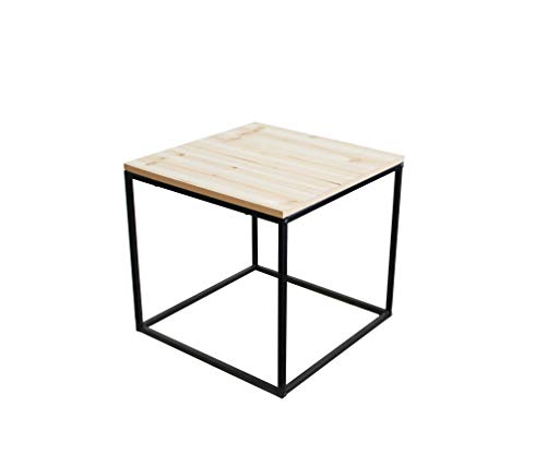 Spetebo Metall Beistelltisch mit Holz Tischplatte - 39x39x36 cm - Couchtisch Sofatisch Tisch von Spetebo