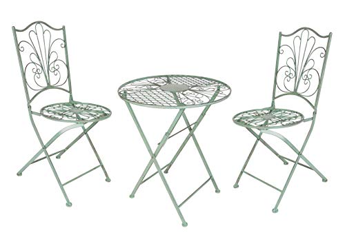 Spetebo Metall Bistroset in antik grün - 2X Gartenstuhl und 1x Gartentisch - Klapptisch und Garten Klappstuhl von Spetebo