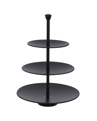 Spetebo Metall Etagere schwarz 3-stöckig - 36 x 25 cm - Edelstahl Deko Servierplatte mit 3 Etagen - Etagenständer Dessert Snack Obst Muffin Ständer von Spetebo