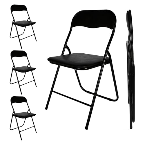 Spetebo Metall Klappstuhl schwarz gepolstert mit Kunstleder Bezug - 4er Set - Klappbarer Küchenstuhl mit Rückenlehne - Gästestuhl Beistellstuhl Polsterstuhl Stuhl klappbar Spetebo Metall Klappstuhl schwarz gepolstert mit Kunstleder Bezug - 4er Set - Klappbarer Küchenstuhl mit Rückenlehne - Gästestuhl Beistellstuhl Polsterstuhl Stuhl klappbar von Spetebo